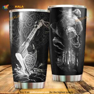 Viking Angry Bear Gift Travel Coffee Tumbler 3D All Over Print