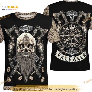 Viking Beard Valhalla Viking T-Shirt 3D Fashion Viking Tshirts Norse Viking