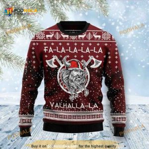 Viking Fa La La La Valhalla La All Over Printed Christmas Wool Funny Ugly Sweater