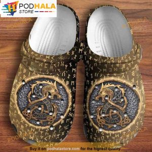 Viking Gold Dragon 3D Funny Crocs
