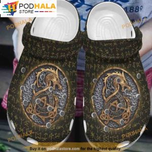 Viking Golden Dragon 3D Funny Crocs