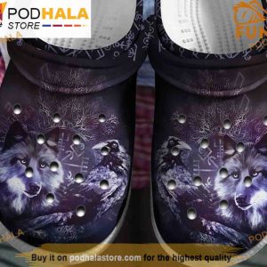 Viking Night Wolf 3D Funny Crocs
