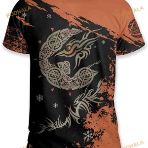 Viking T-Shirt 3D Print Norse Mythology Odin Raven Tattoo Mens Biker Gift