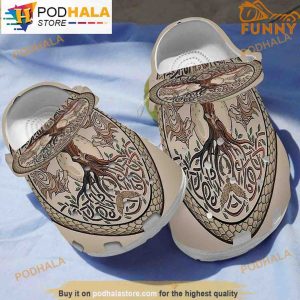 Viking Tree Wolf 3D Funny Crocs
