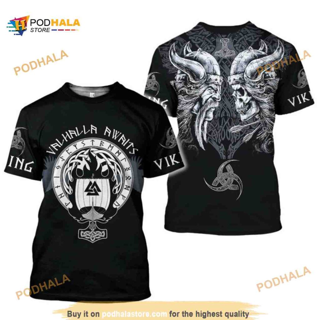 Viking symbol Valhalla Celtic Ragnar Odin 3D Print TShirt - Podhalastore