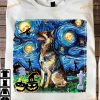 Vincent Van Gogh's The Starry Night German Shephered Halloween Shirt