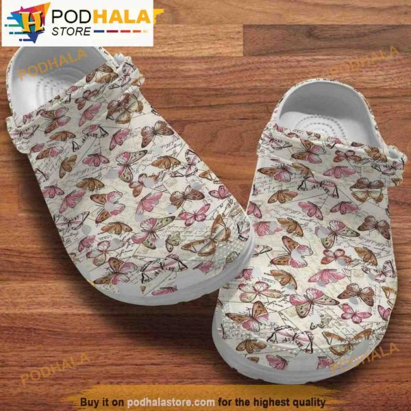 Vintage Butterfly Pattern 3D Funny Crocs