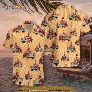 Vintage Car And Chick For Dinner Halloween Hawaiian Shirt, Halloween Gifts Ideas