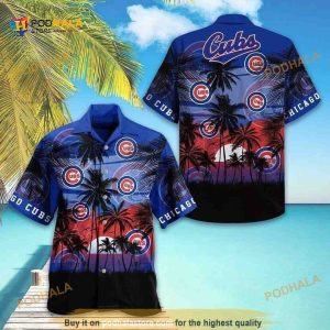 MLB Chicago Cubs Hawaiian Shirt Sunset And Coconut Tree Beach Lovers Gift
