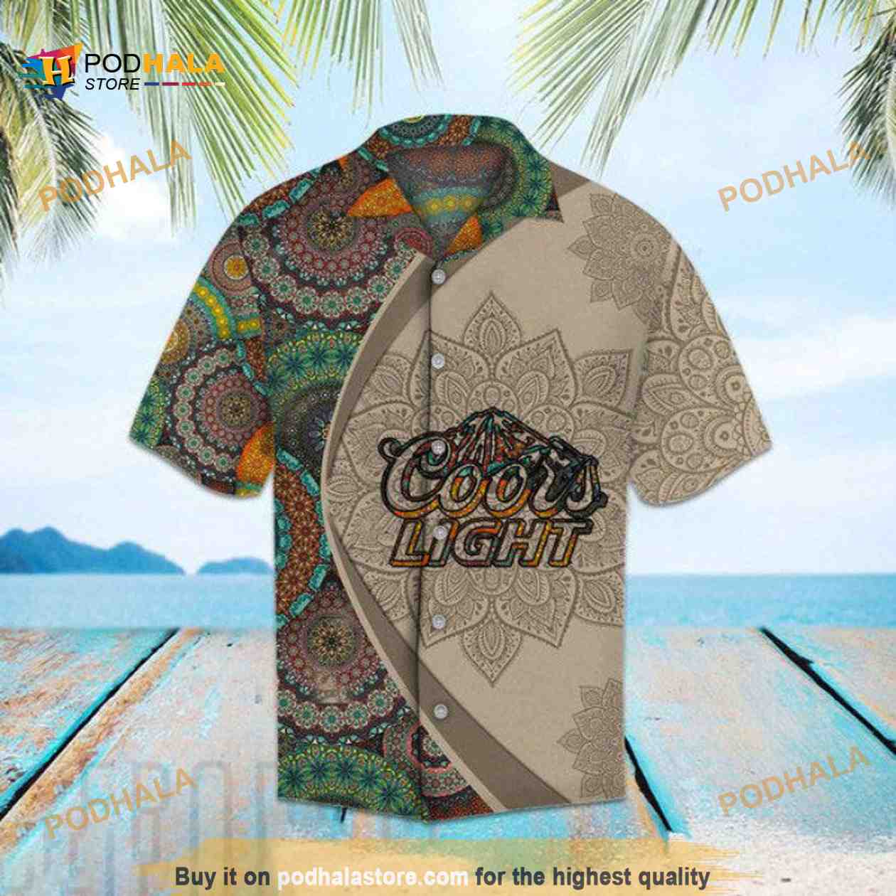 Coors Light Hawaiian Shirt Sea Island Pattern Beach Gift For Friend