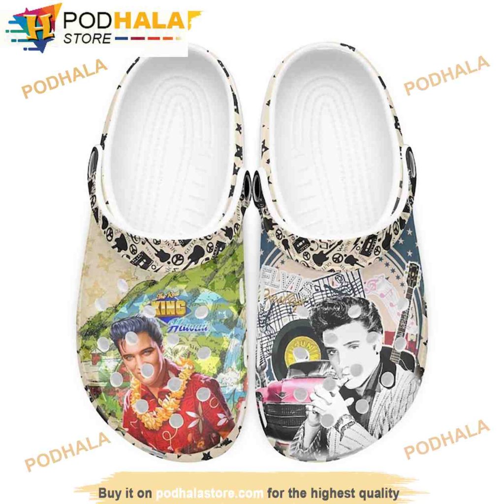 Vintage Elvis Presley 3D Funny Crocs Slippers - Podhalastore