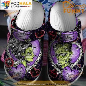 Vintage Frankenstein Romance Purple 3D Funny Crocs