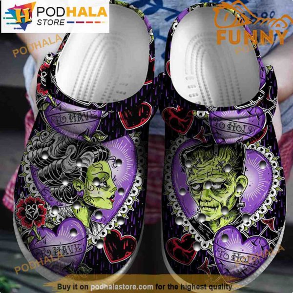 Vintage Frankenstein Romance Purple 3D Funny Crocs