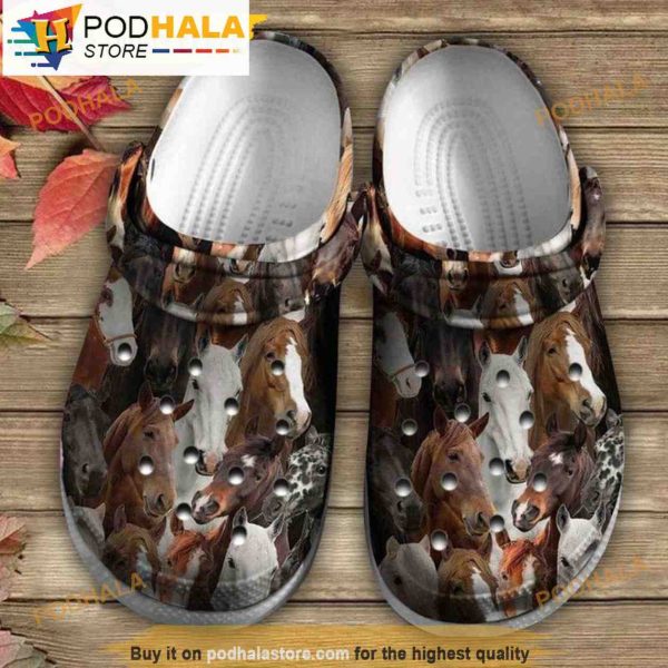 Vintage Horse Pattern 3D Funny Crocs