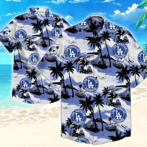 MLB Los Angeles Dodgers Hawaiian Shirt Coconut Tree Pattern Aloha Beach