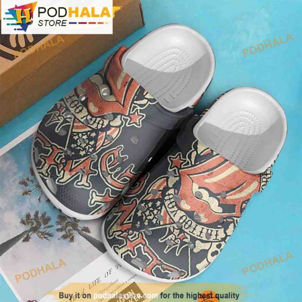 Vintage The Rolling Stone 3D Funny Crocs Clog Shoes