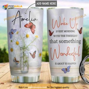 Wake Up Wonderful Butterfly Personalized Coffee Tumbler