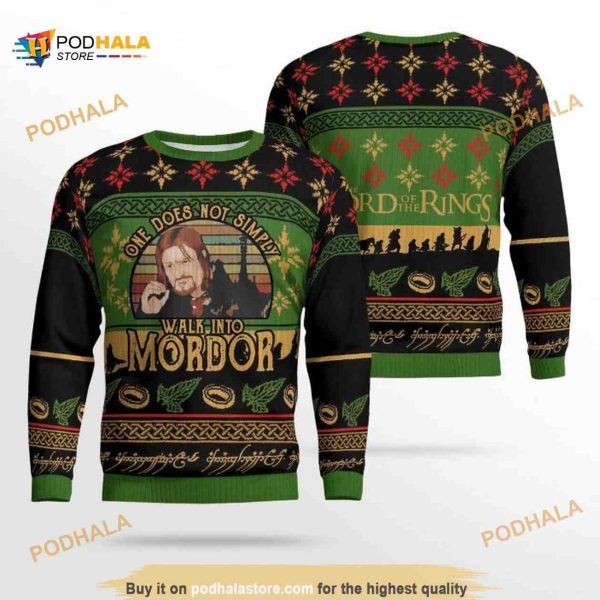 Walk Into Mordor LOTR Lord Of The Rings Ugly Wool Christmas Sweater