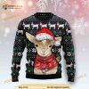 Warm Brown Goat Wear Red Coat Ugly Sweater