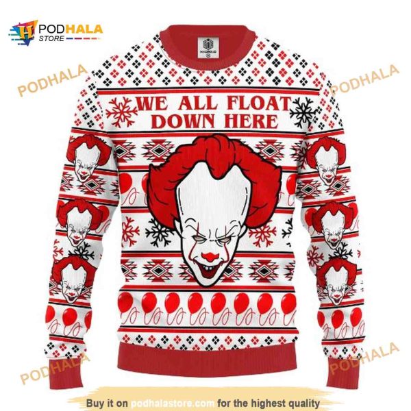 We All Float Down Here Pennywise It Horror Movie Ugly Christmas Sweater