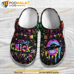 Weed Stoner Chick 420 3D Funny Crocs Slippers