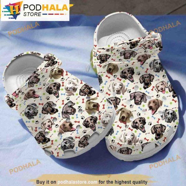 Weimaraner Cartoon Face Dog With Bones For Weimaraner Lovers 3D Funny Crocs