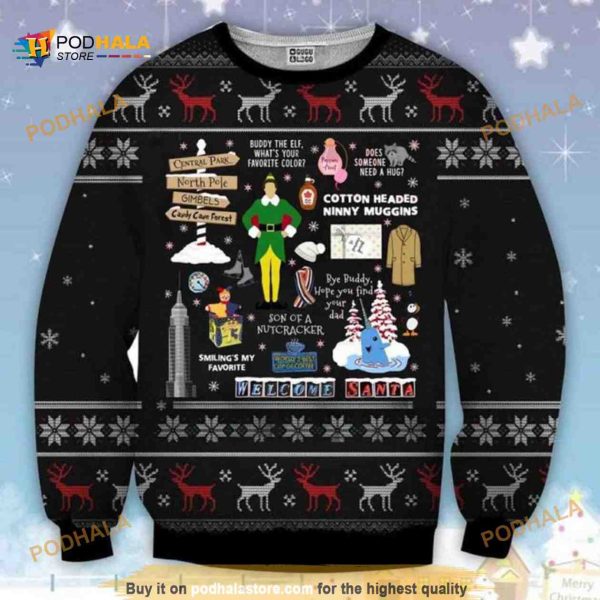Welcome Santa Xmas Buddy ELF Noel Ugly Christmas Sweater