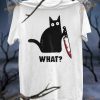 What? Black Cat Evil Killer Halloween Shirt, Gift For Halloween Day