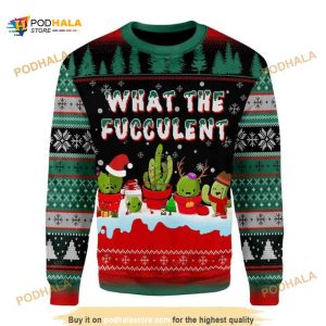 What The Fucculent Cactus Ugly Xmas Wool Sweater