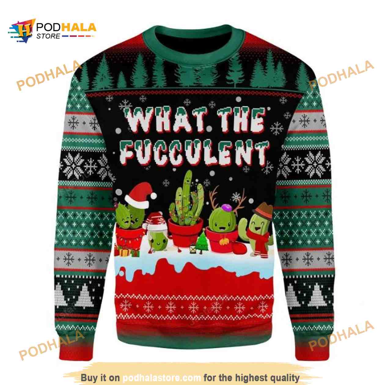 What The Fucculent Cactus Ugly Xmas Wool Sweater What The Fucculent Cactus Ugly Xmas Wool Sweater