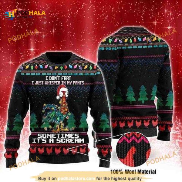 Whisper In My Pants Rooster Christmas Ugly Sweater