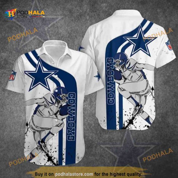 White Aloha NFL Dallas Cowboys Funny Hawaiian Shirt Gift For Football Fans