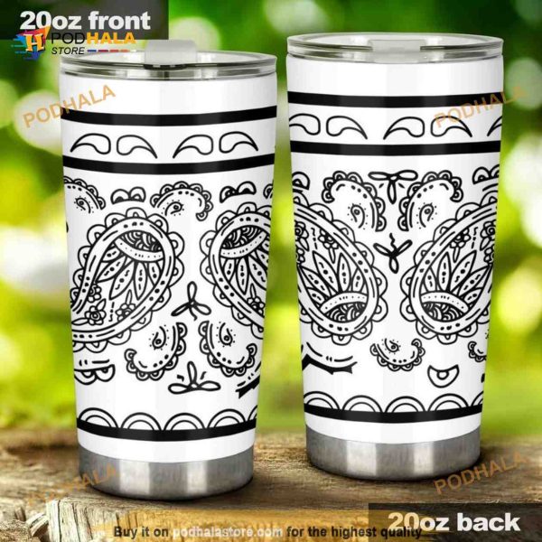 White Bandana Stainless Steel Cup Coffee Tumbler