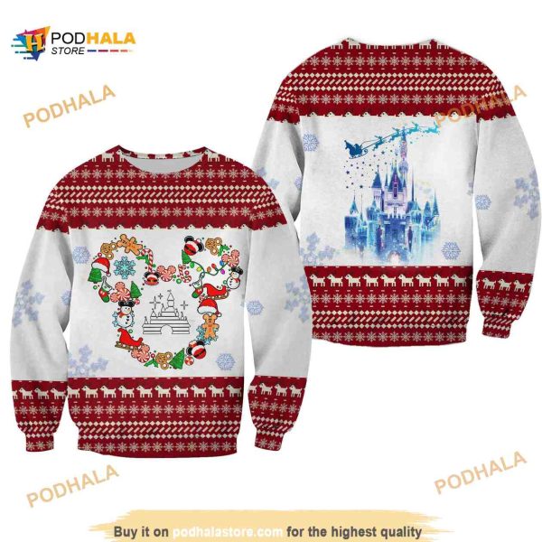 White Red Minnie Mouse Pattern Xmas Disney Ugly Christmas All Over Printed Sweater