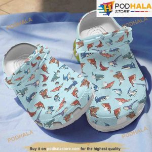 White Shark Pattern 3D Funny Crocs