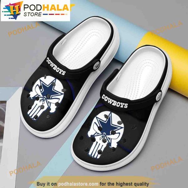 White Skull Dallas Cowboys 3D Funny Crocs Clog Shoes