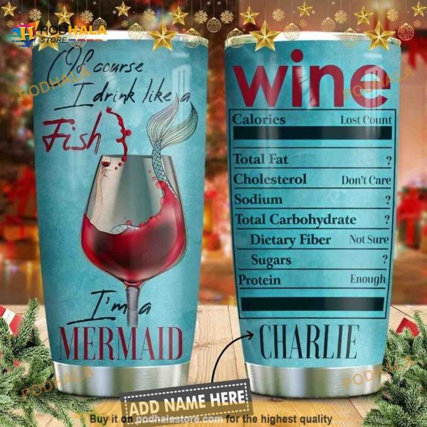 Wine Mermaid Stainless Steel Cup Coffee Tumbler