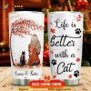 Winter With Your Cat Personalized Maple Leaves Coffee Tumbler