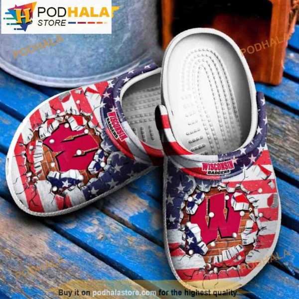 Wisconsin Badgers Football Ncaa 3D Funny Crocs