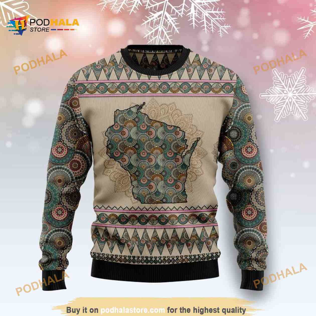 Wisconsin Mandala Unisex Funny Ugly Sweater Wisconsin Mandala Unisex Funny Ugly Sweater