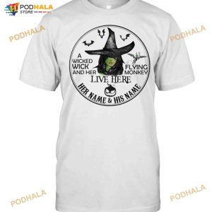 Witch A Wicked Wick And Her Live Here Flying Monkey Halloween Shirt