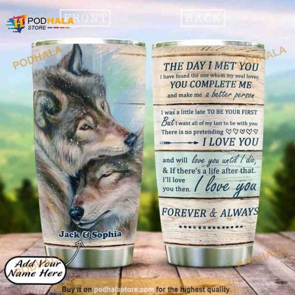 Wolf Couple Personalized Gift Travel Coffee Tumbler