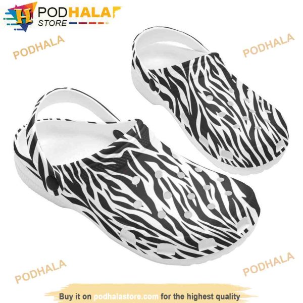 Women’s 3D Funny Crocs Zebra Print Slip On Shoes Gift For Friend