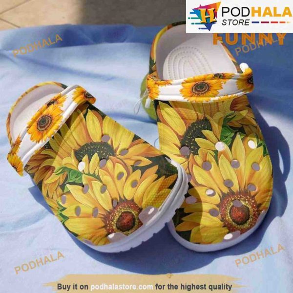 Womens Sunflower 3D Funny Crocs