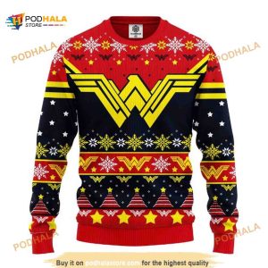 Wonder Woman Logo DC Comics Merry Xmas Ugly Sweater
