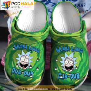 Wubba Lubba Dub Dub Rick And Morty Green 3D Funny Crocs Slippers