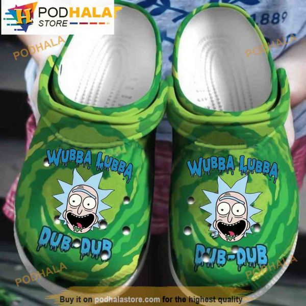 Wubba Lubba Dub Dub Rick And Morty Green 3D Funny Crocs Slippers