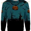 Xmas Cemetary Halloween Scene 3D Funny Ugly Sweater