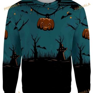 Xmas Cemetary Halloween Scene 3D Funny Ugly Sweater