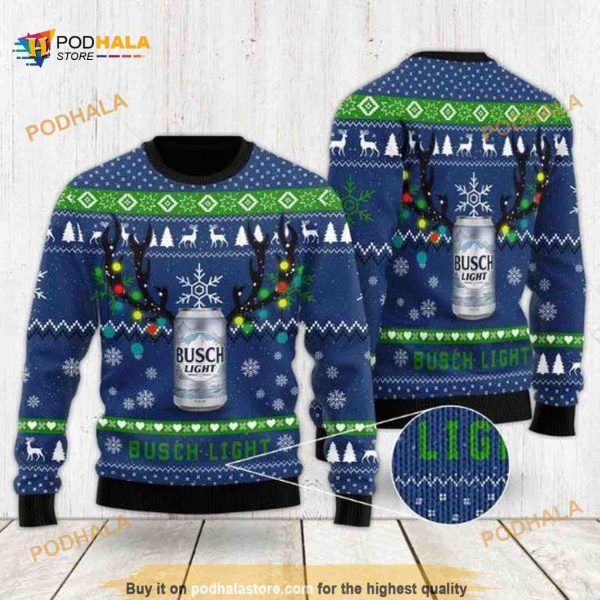 Xmas Deer Busch Light Ugly Christmas Sweater